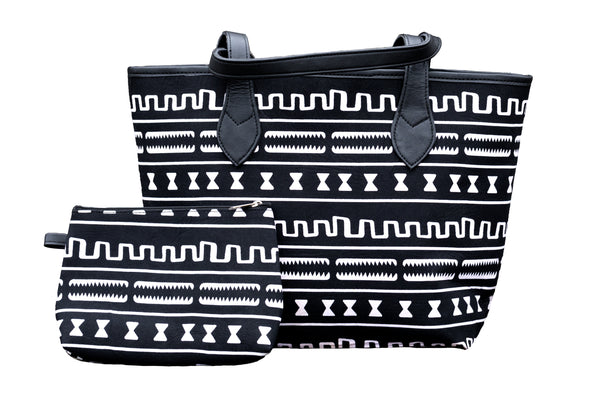 The Black and White Tote with Free Cosmetic Bag
