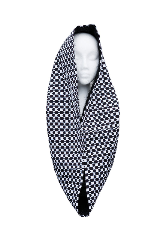 African Print Black and White Check Snood