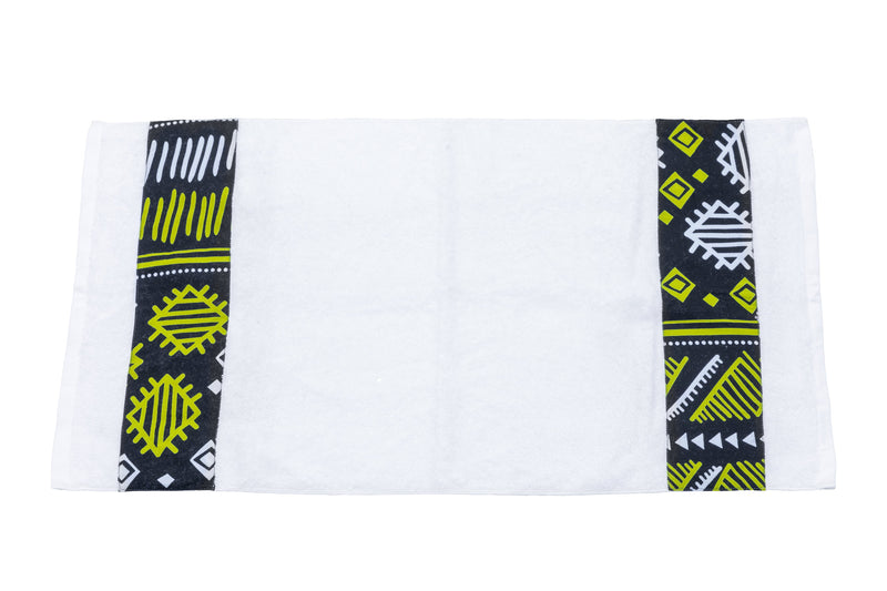 Black lime black African Print Hand Towel