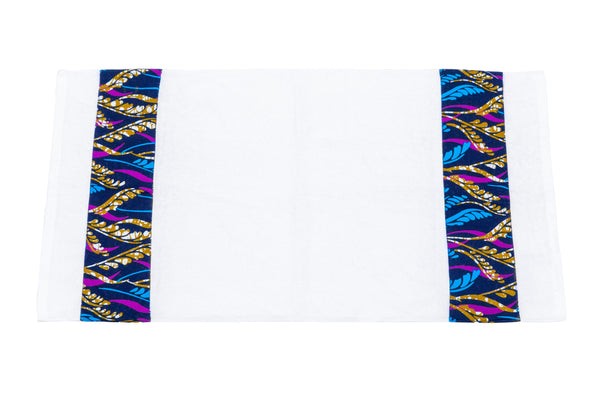 Leaf mustard blue purple African Print Hand Towel