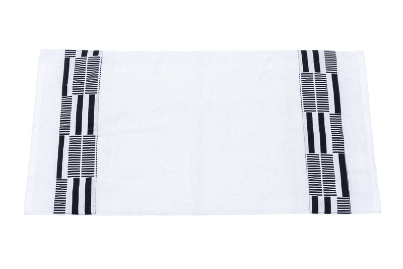 Black white stripe African Print Hand Towel