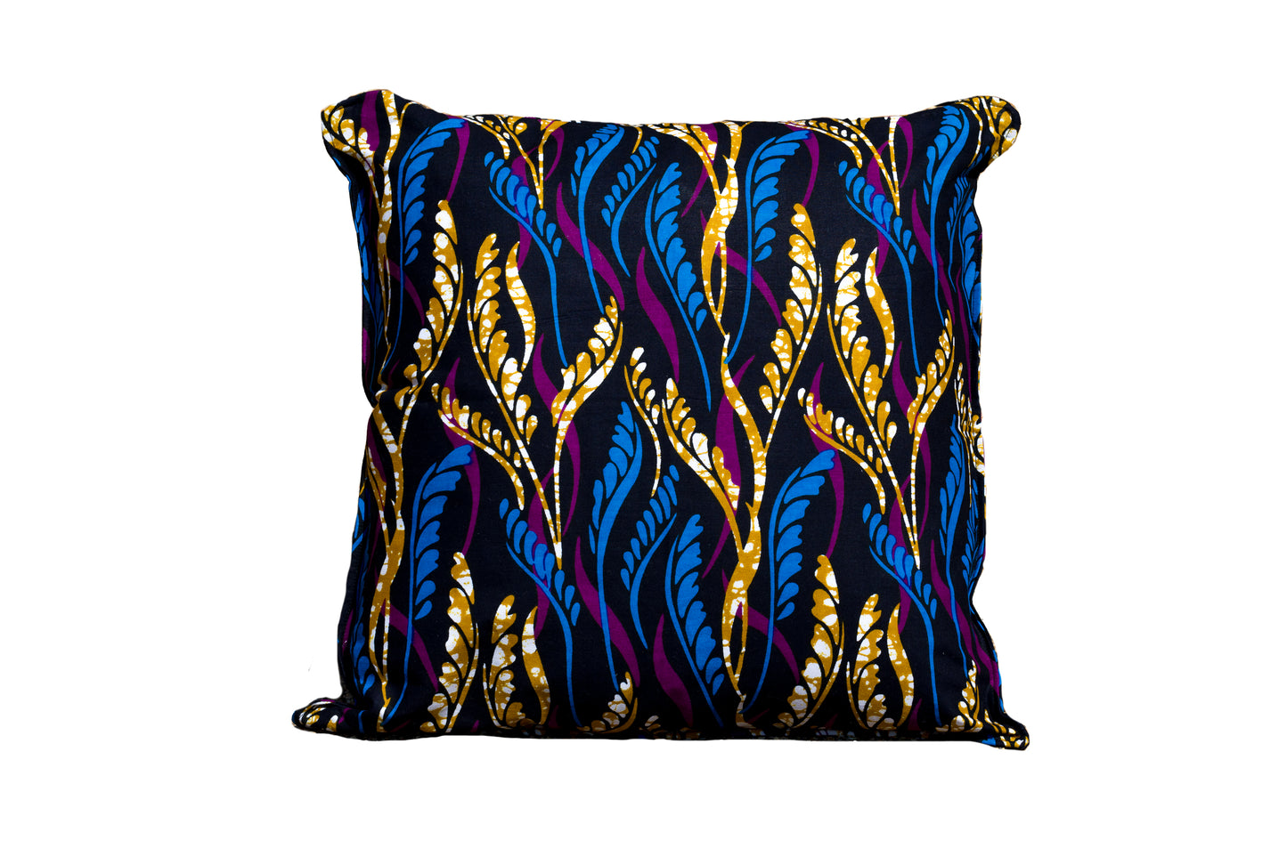 African Print Blue Purple Yellow Cushion Cover