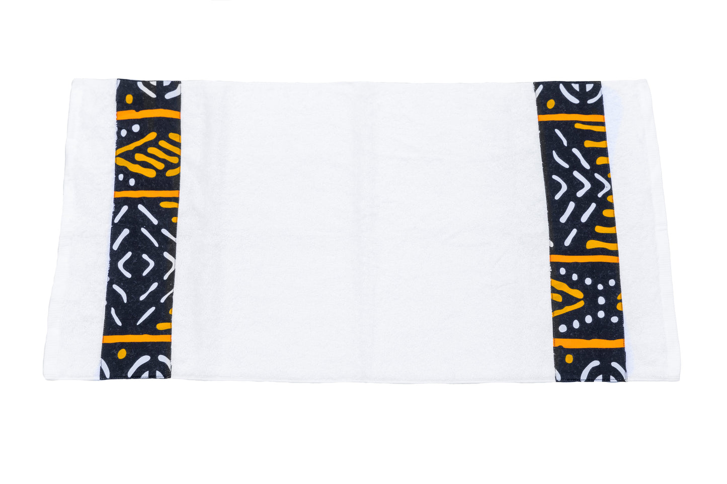 Black orange white African Print Hand Towel