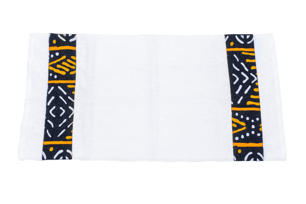 Black orange white African Print Hand Towel